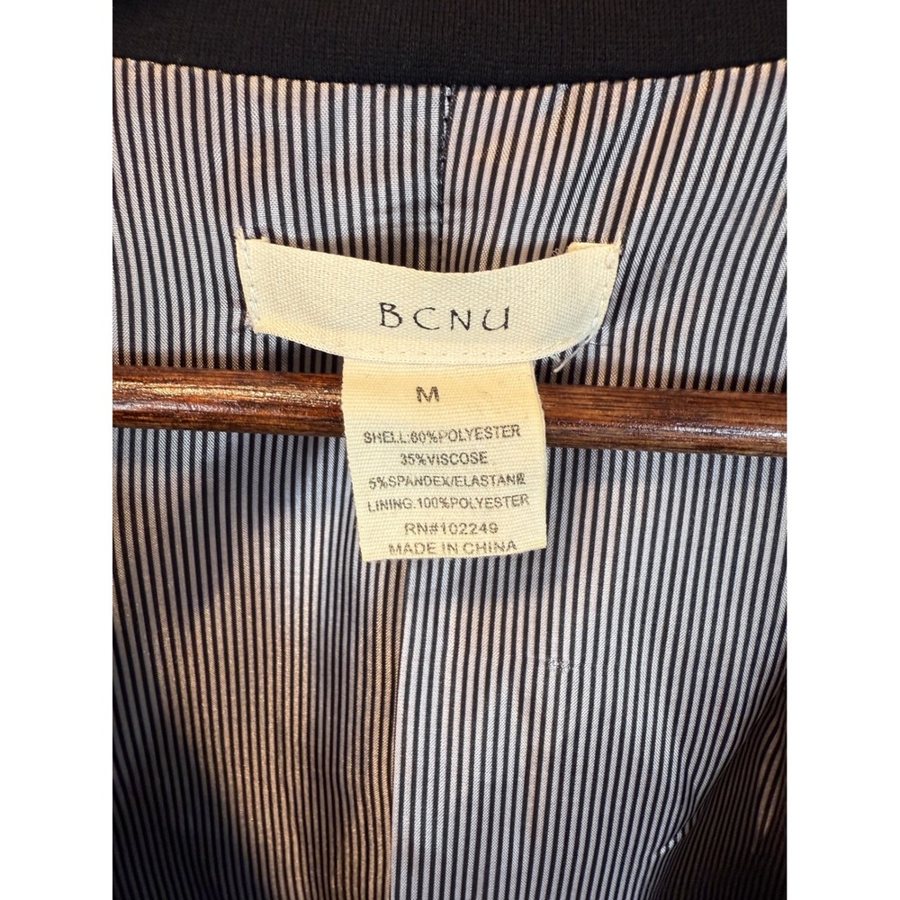Bcnu Basic Black Blazer Size Medium With Striped … - image 4